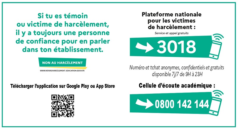 Plateforme nationale pour les victimes de harccèlement : 3018